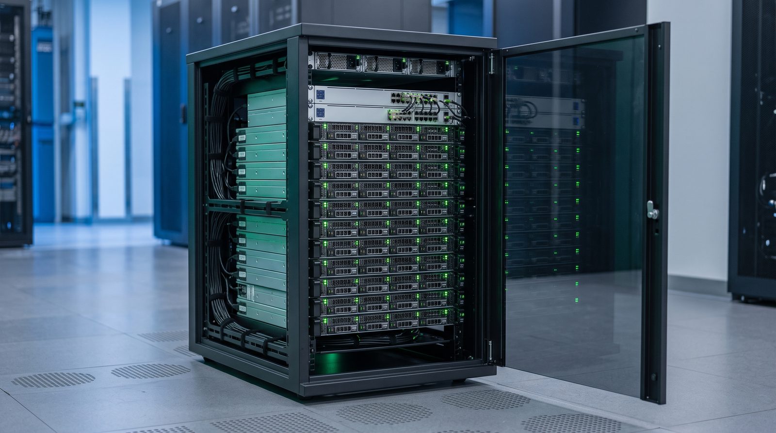 Interior of a compact, low-power edge computing module