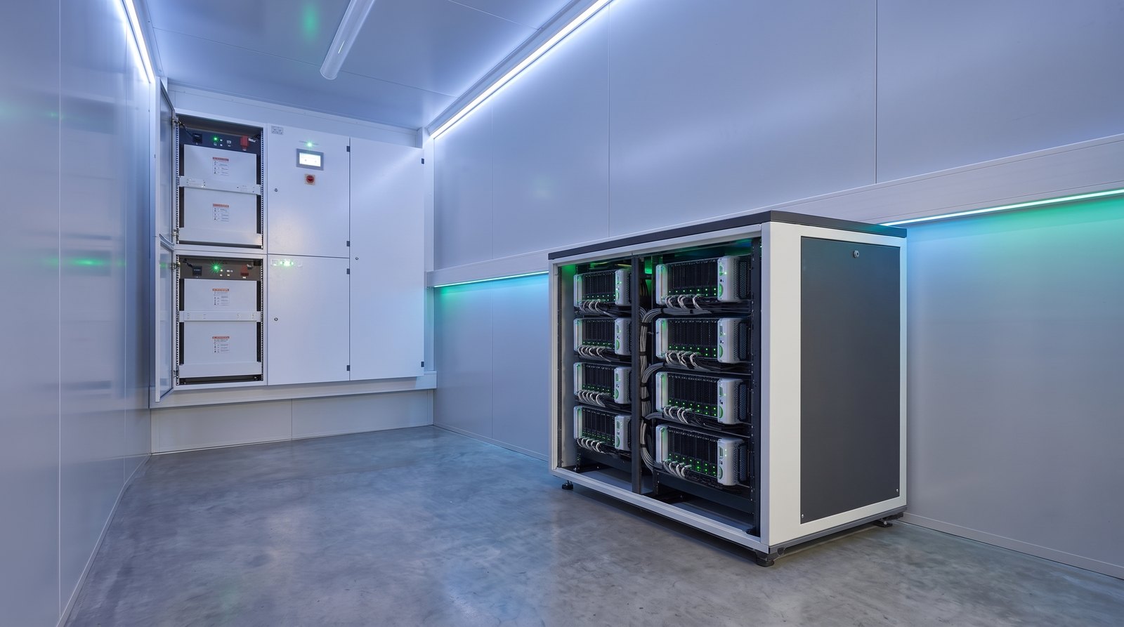 Inside a Green EDGE Data module — low-power compute and on-site energy storage